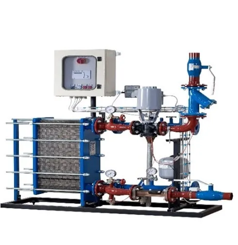 Packaged plate heat exchanger unit designed for commercial applications